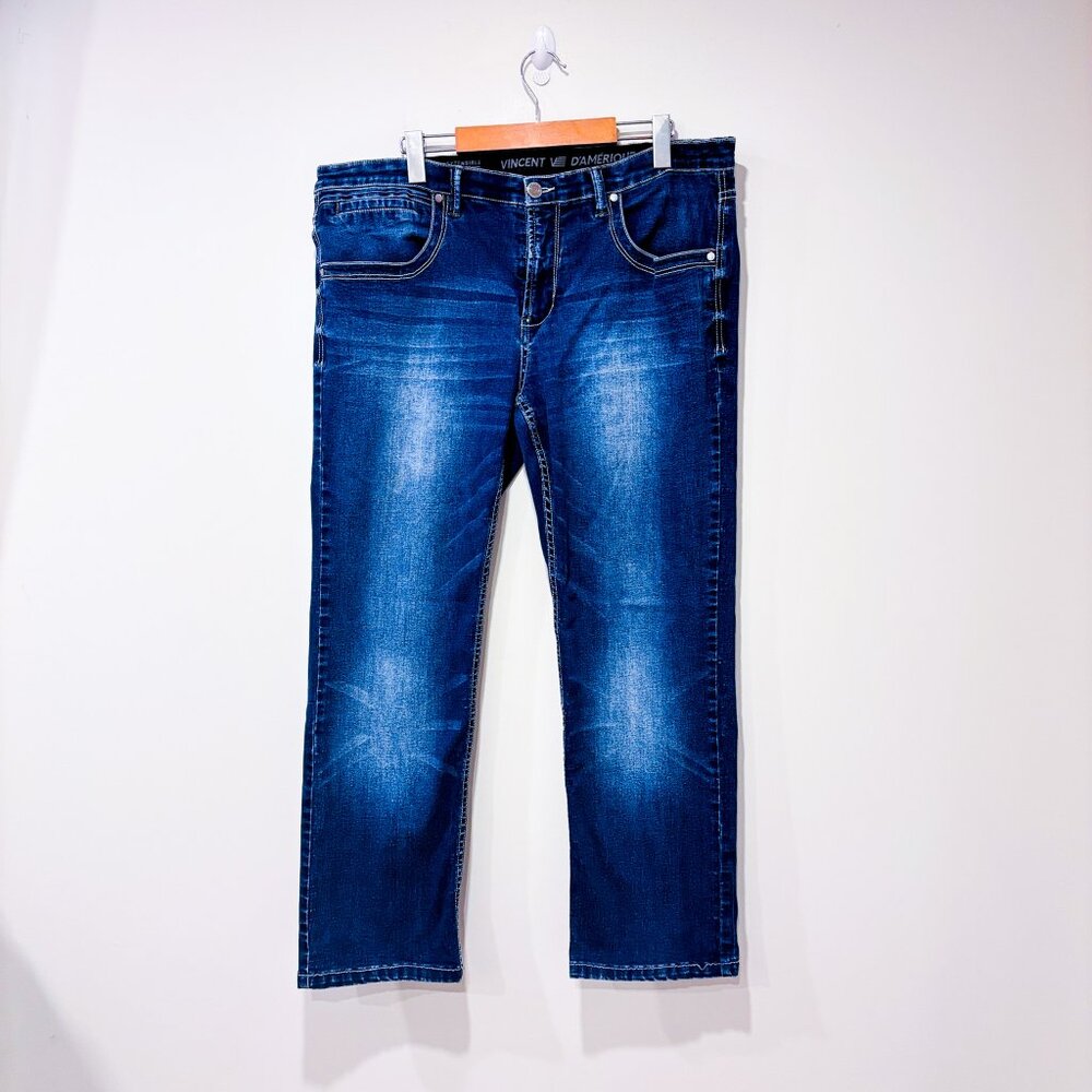 VINCENT D'AMÉRIQUE |‎ Faded Blue Straight Leg Jeans Men’s | Size 38 *